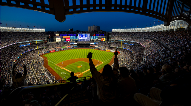 A view of Yankee Stadium™ from the nosebleeds behind home plate
