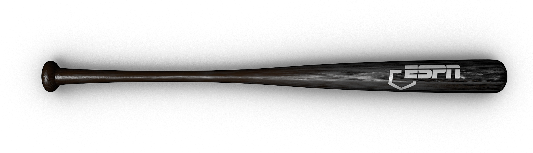 A black wooden bat with the ESPN logo on it