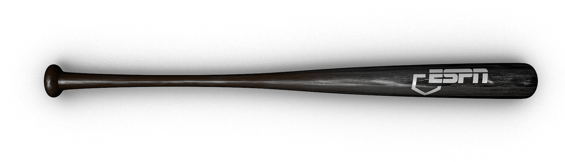 A black wooden bat with the ESPN logo on it